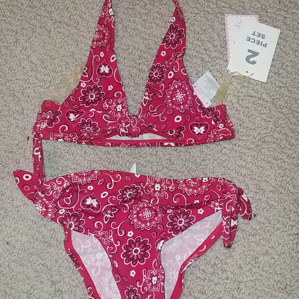 NWT Girls Red Bandana Design 2 Pc Bikini